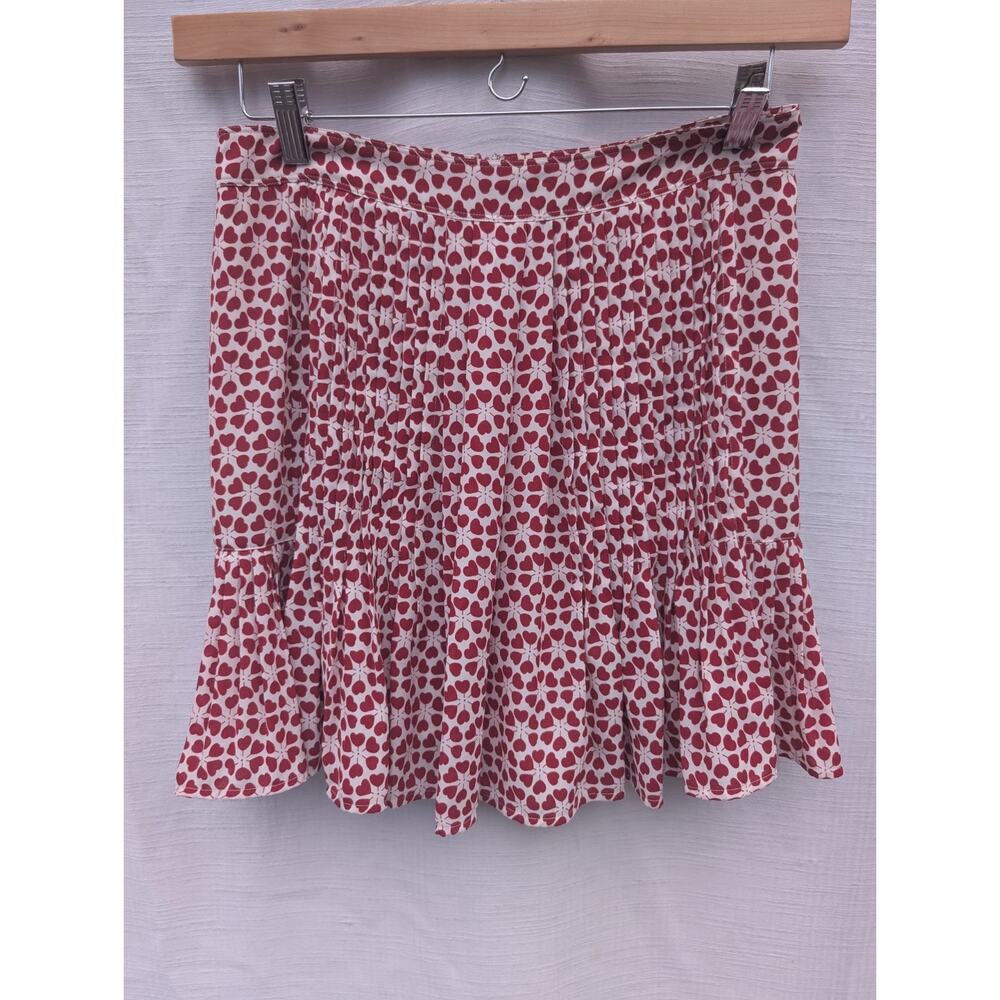 Rebecca Minkoff Womens Cassia‎ Printed Pleated Mini Skirt Sz 10 Red Heart Flowy